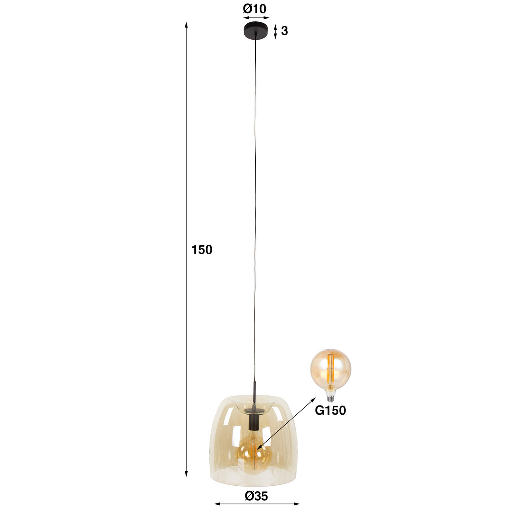 Hanglamp Drift Glass | 1-Lichts | Amber glas
