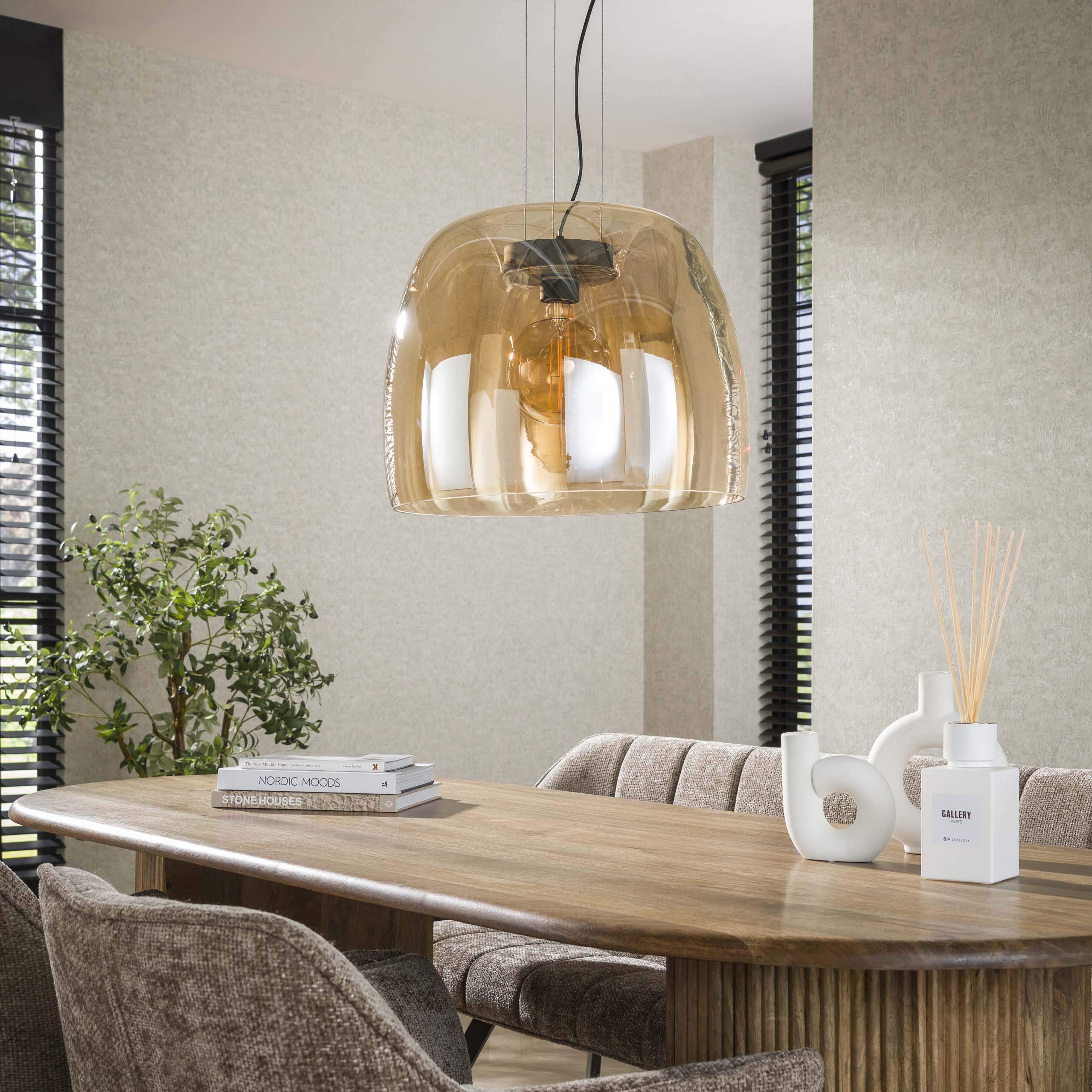 Hanglamp Drift Glass XL | 1-Lichts | Amber glas