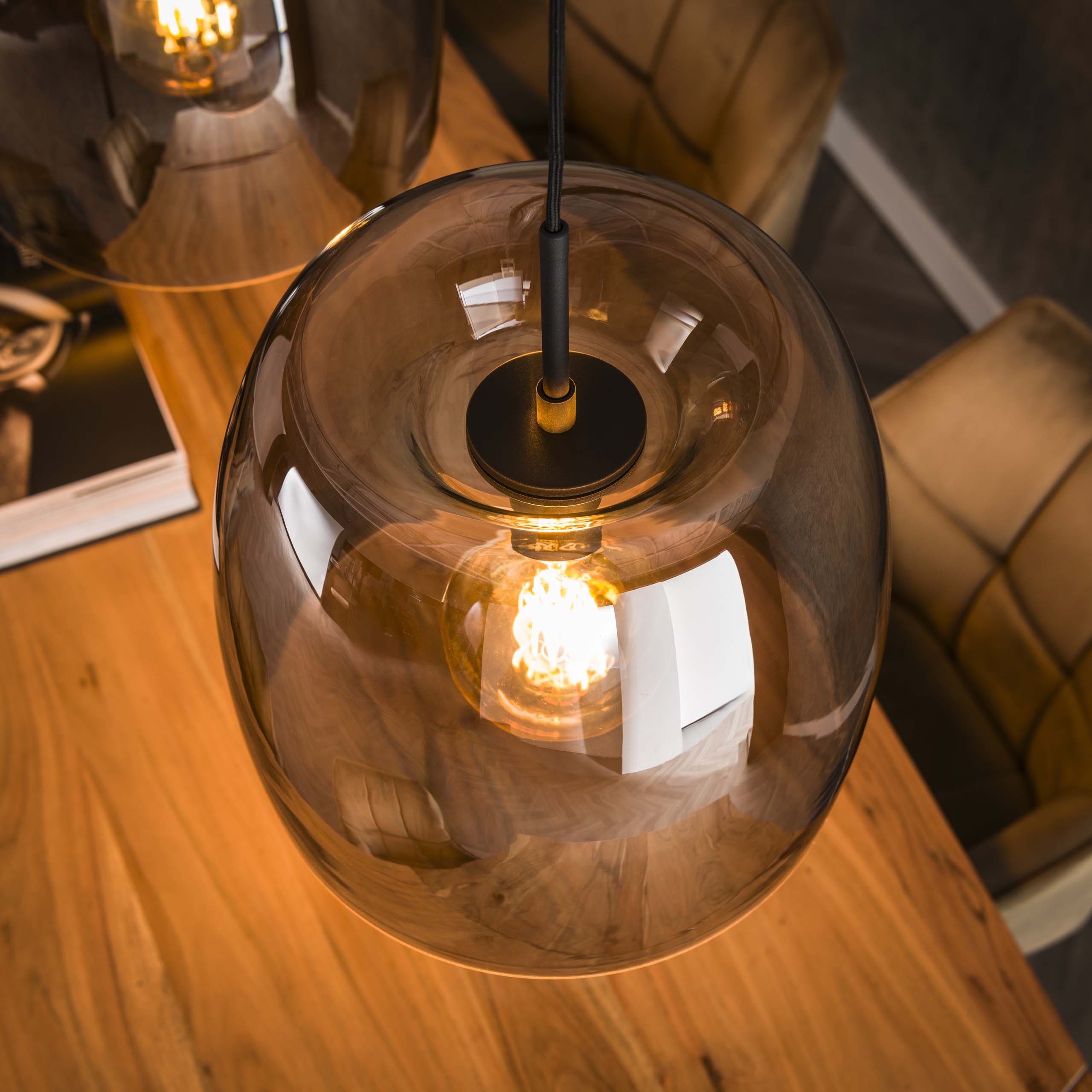 Hanglamp Drift Glass | 3-Lichts | Smoke grey glas