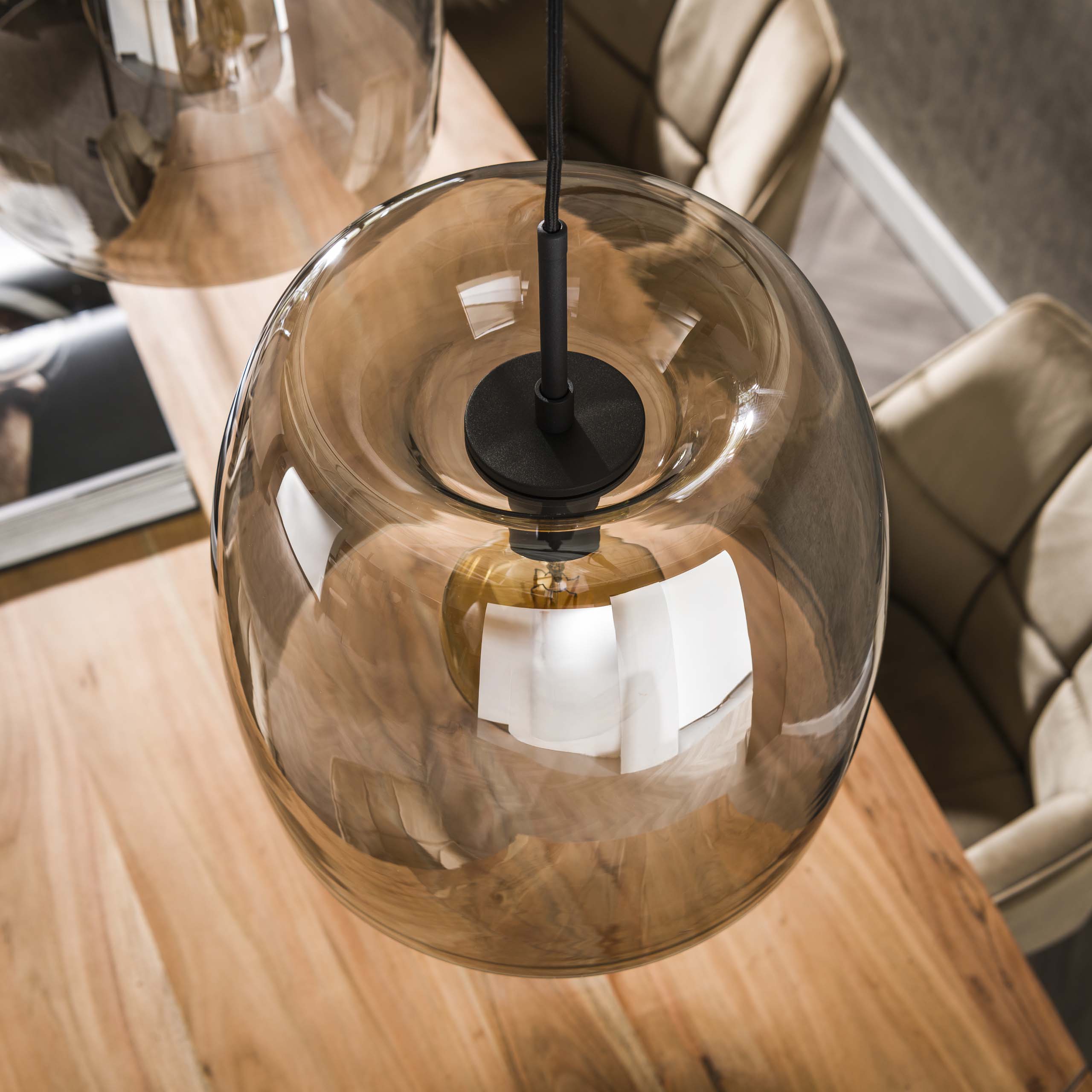 Hanglamp Drift Glass | 3-Lichts | Smoke grey glas