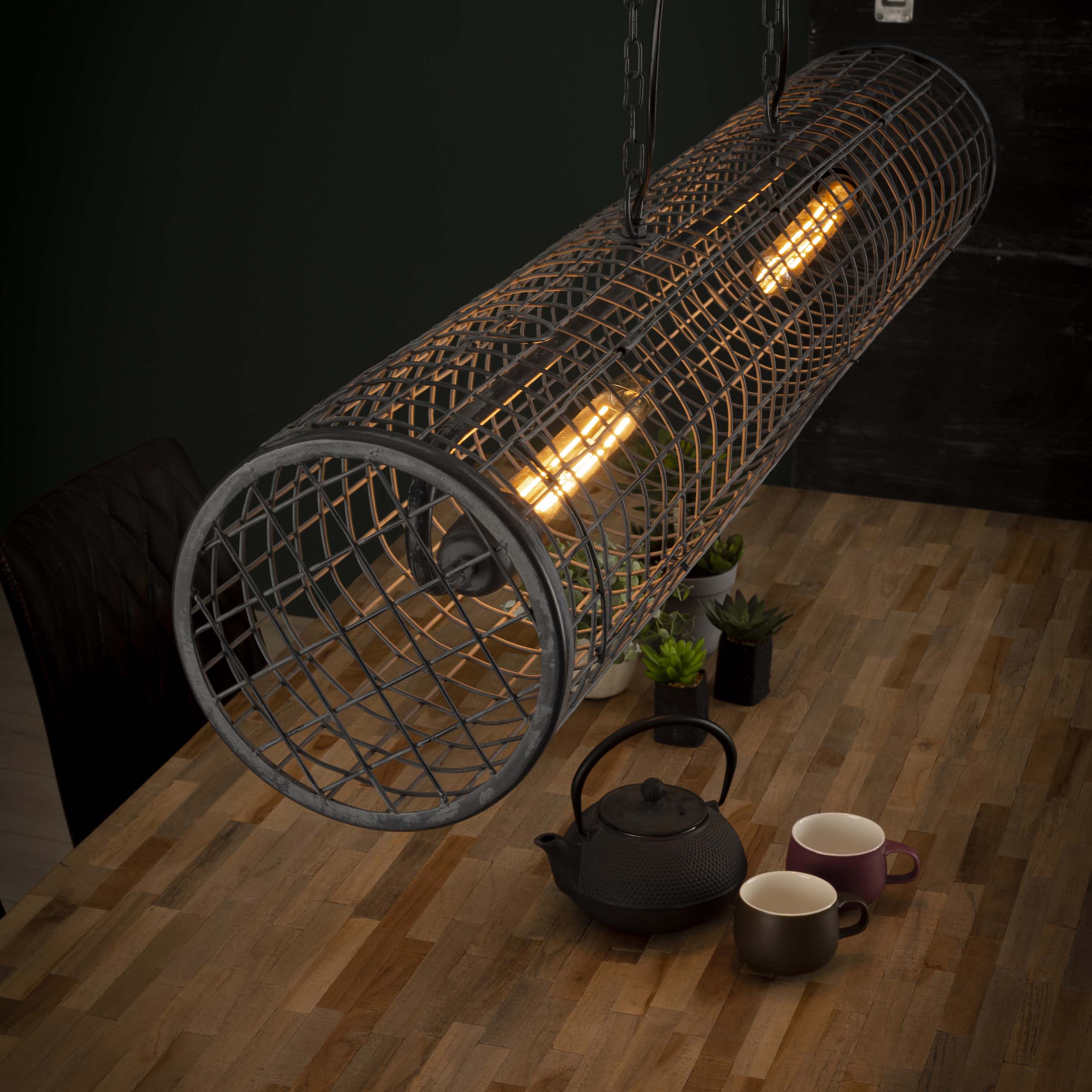 Hanglamp Cylinder Wire | 2-Lichts | Slate grey