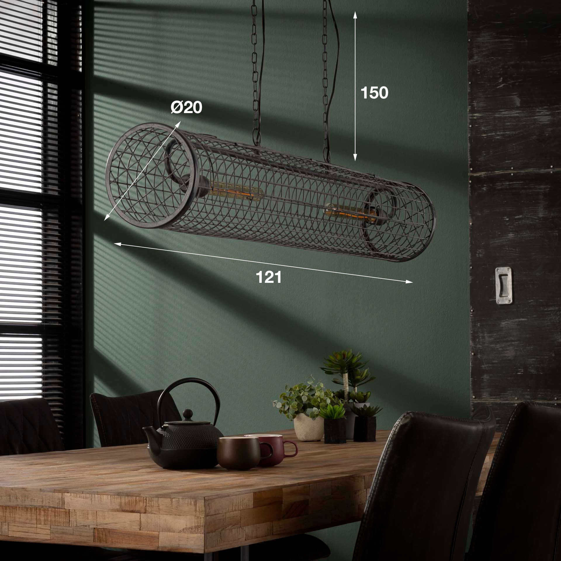 Hanglamp Cylinder Wire | 2-Lichts | Slate grey