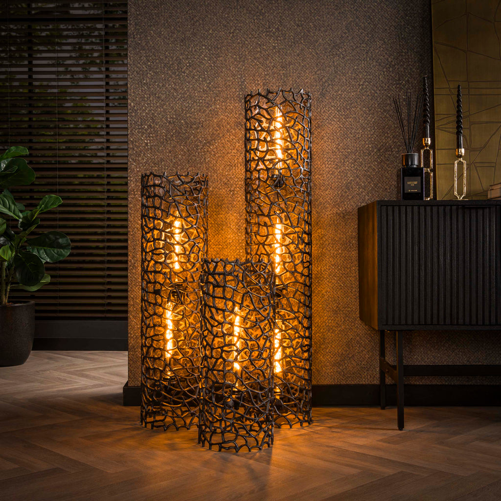 Vloerlamp Weaver Cylinder XL | 3-lichts | Zwart nikkel