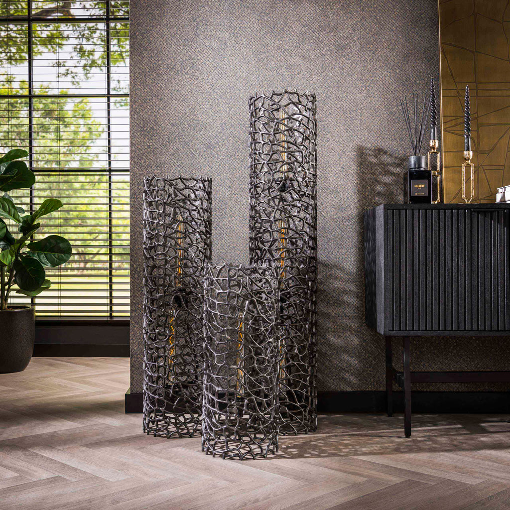Vloerlamp Weaver Cylinder XL | 3-lichts | Zwart nikkel