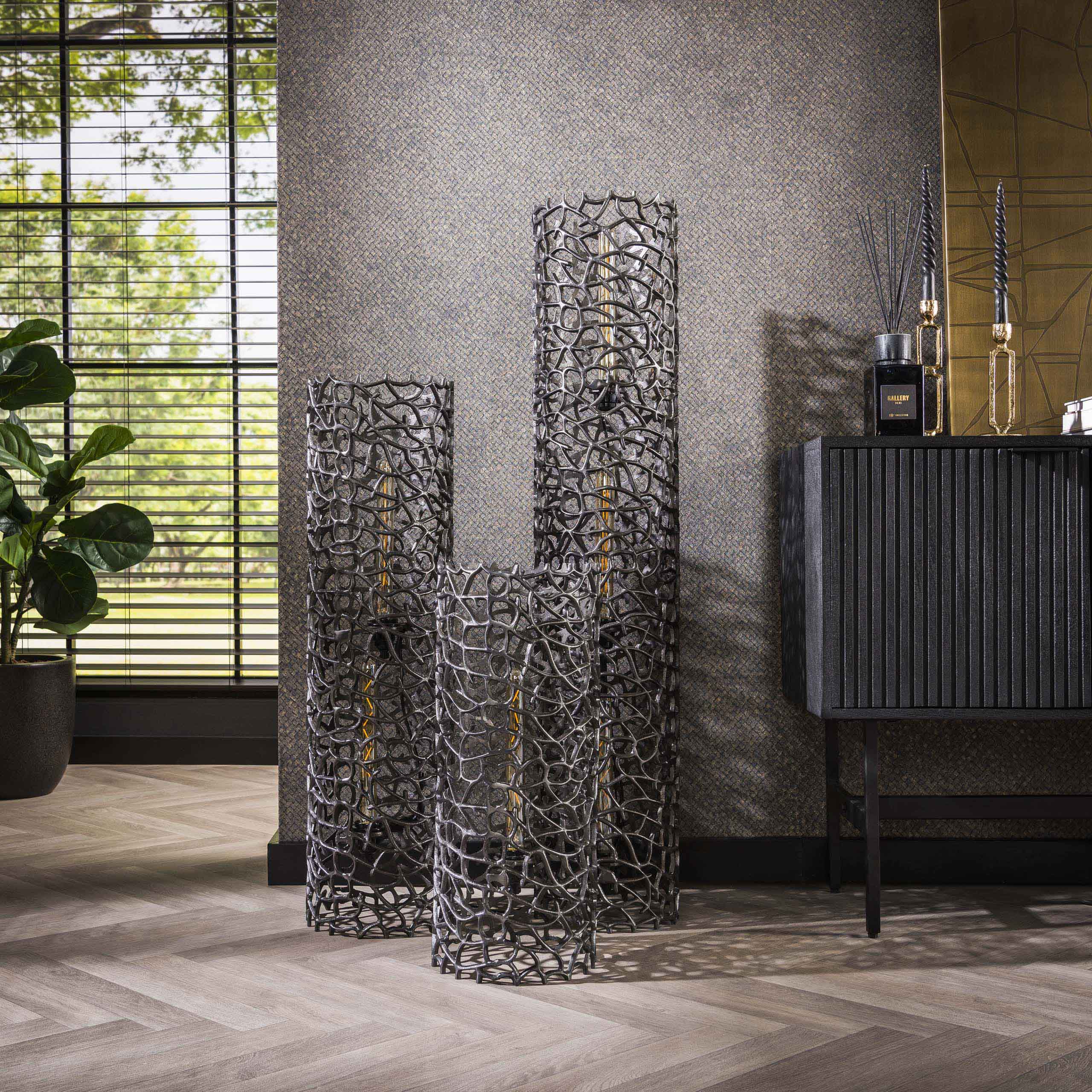 Vloerlamp Weaver Cylinder XL | 3-lichts | Zwart nikkel