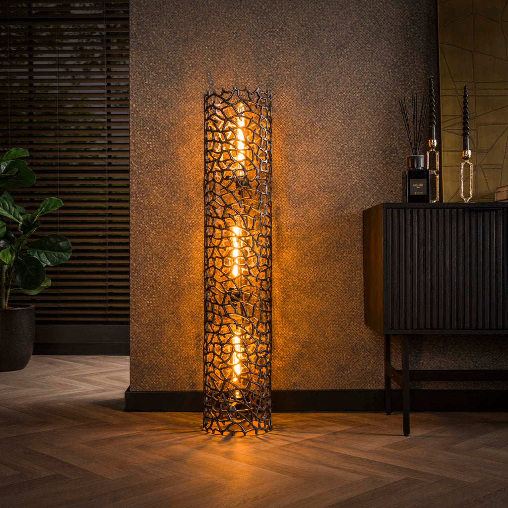 Vloerlamp Weaver Cylinder XL | 3-lichts | Zwart nikkel