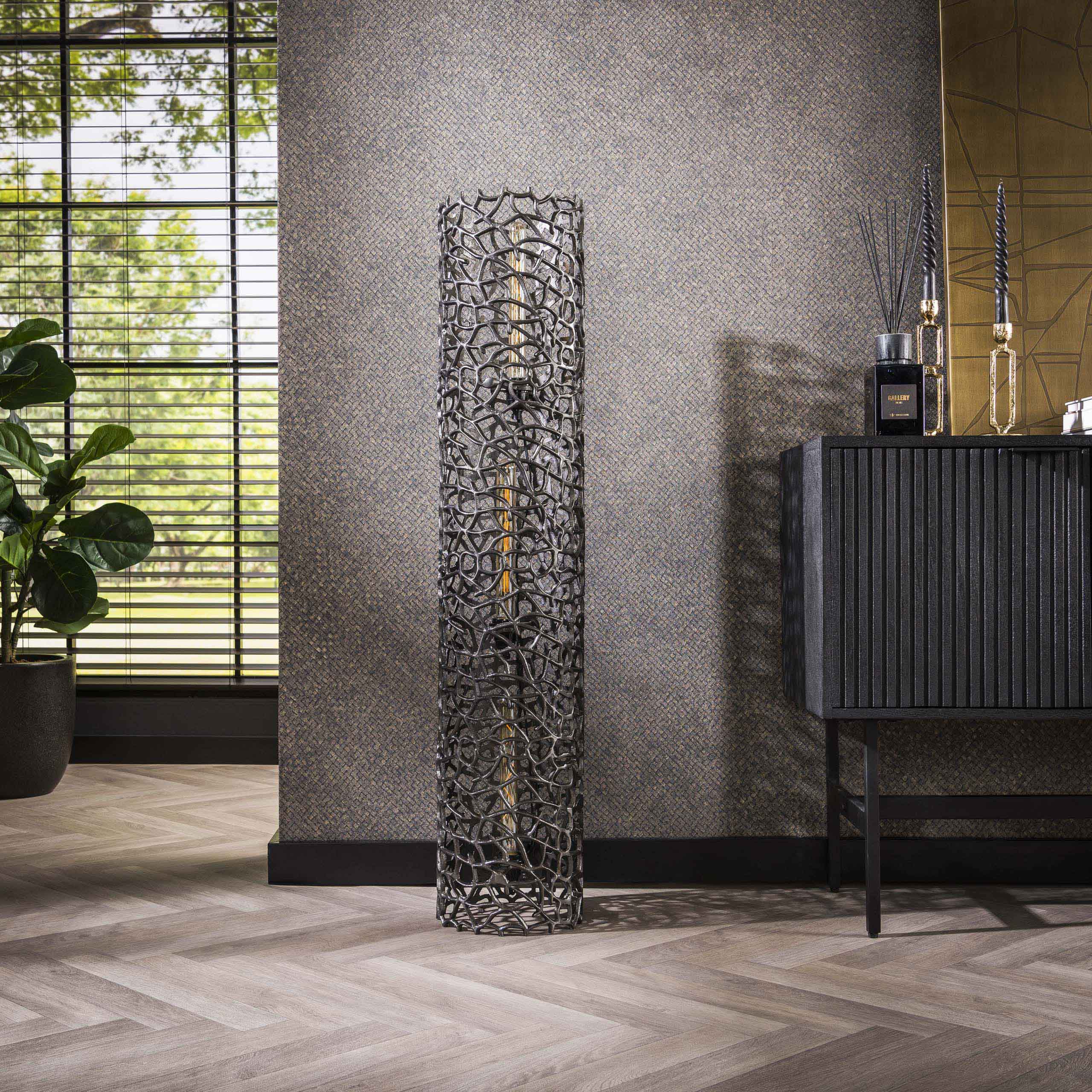 Vloerlamp Weaver Cylinder XL | 3-lichts | Zwart nikkel