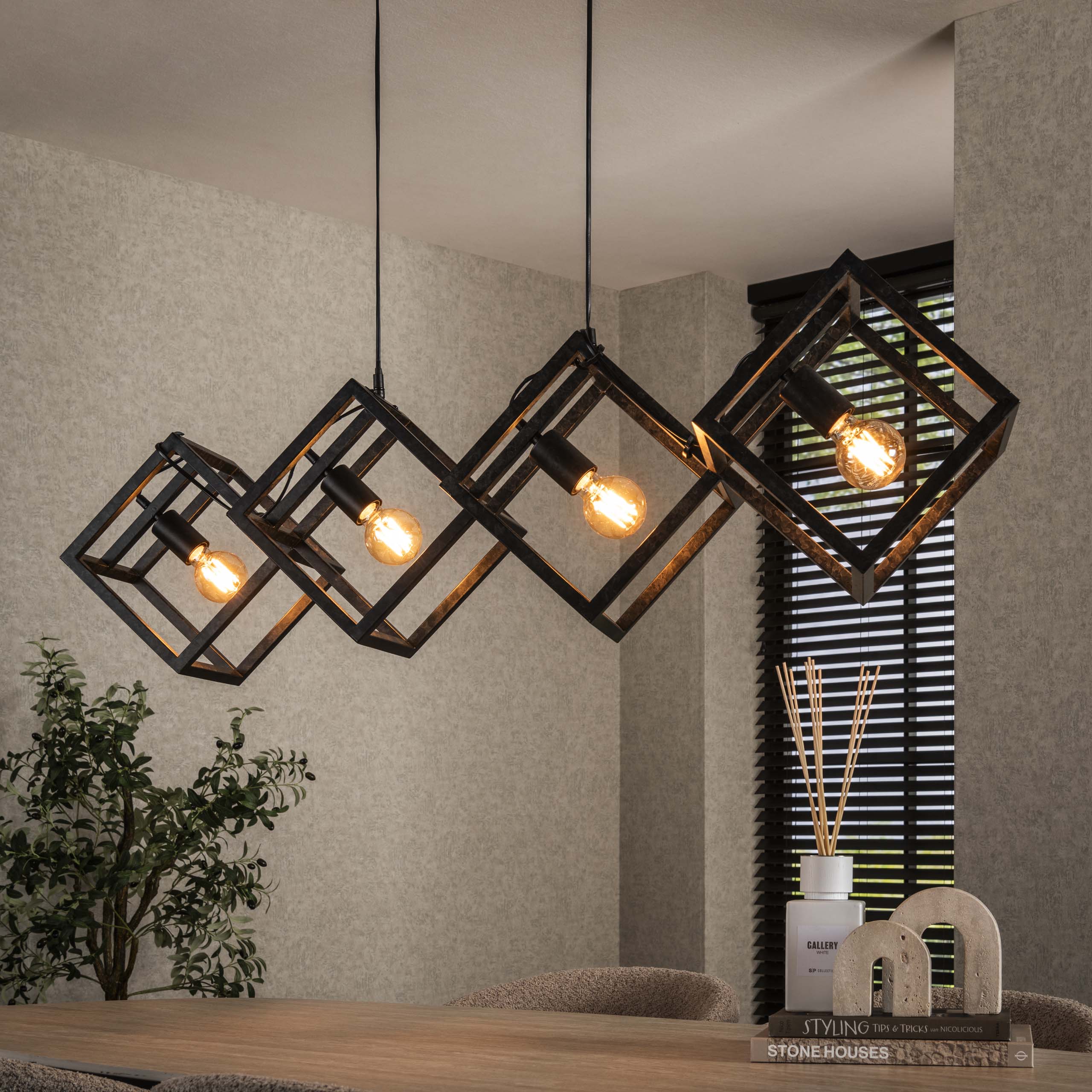 Hanglamp Cube | 4-Lichts | Charcoal