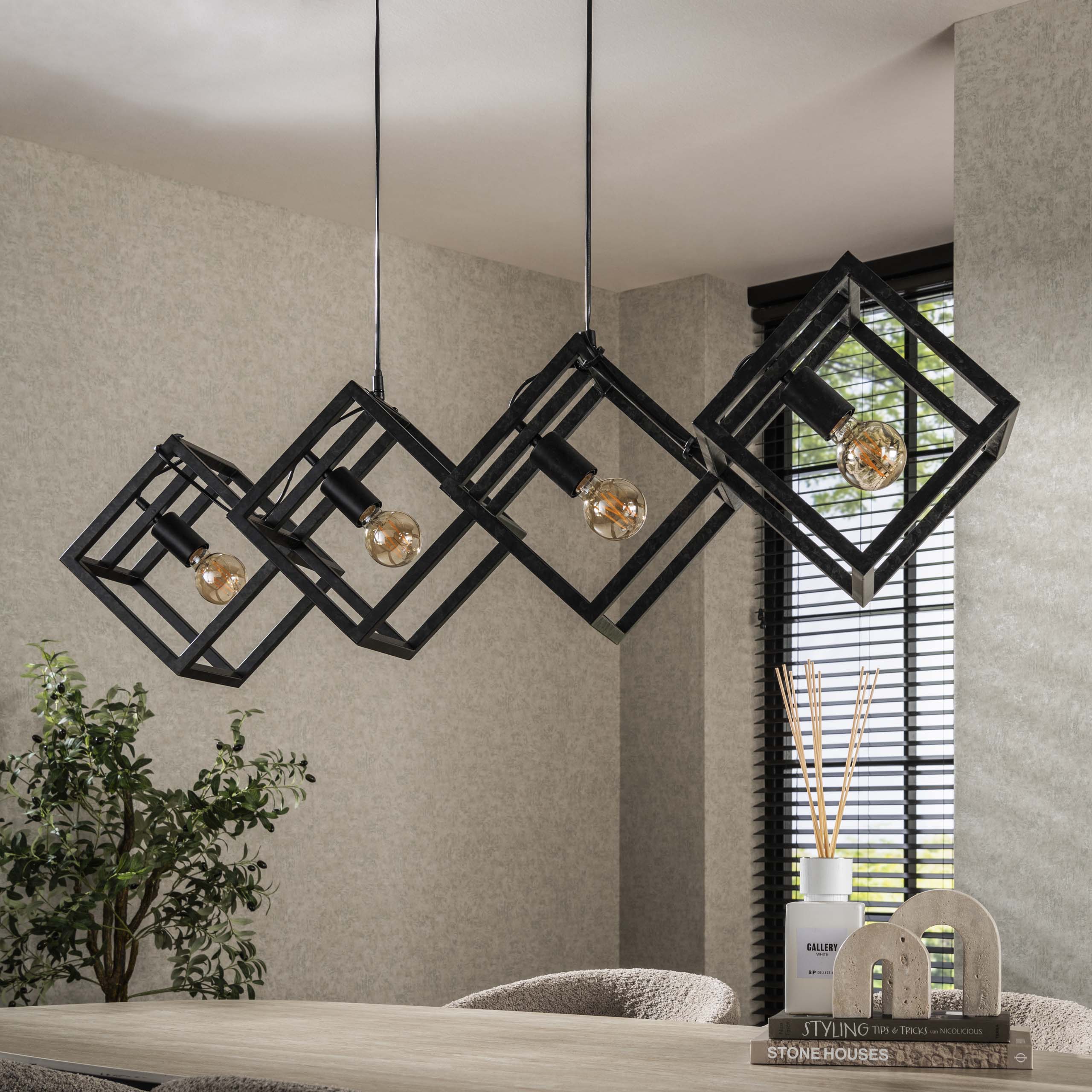 Hanglamp Cube | 4-Lichts | Charcoal