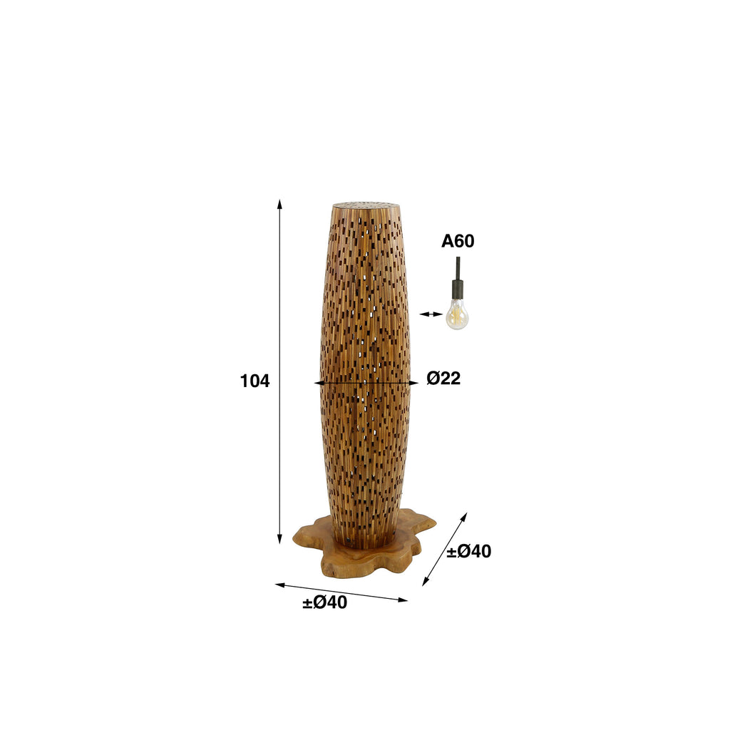 Vloerlamp Bars S | 2-lichts | Gerecycled teak