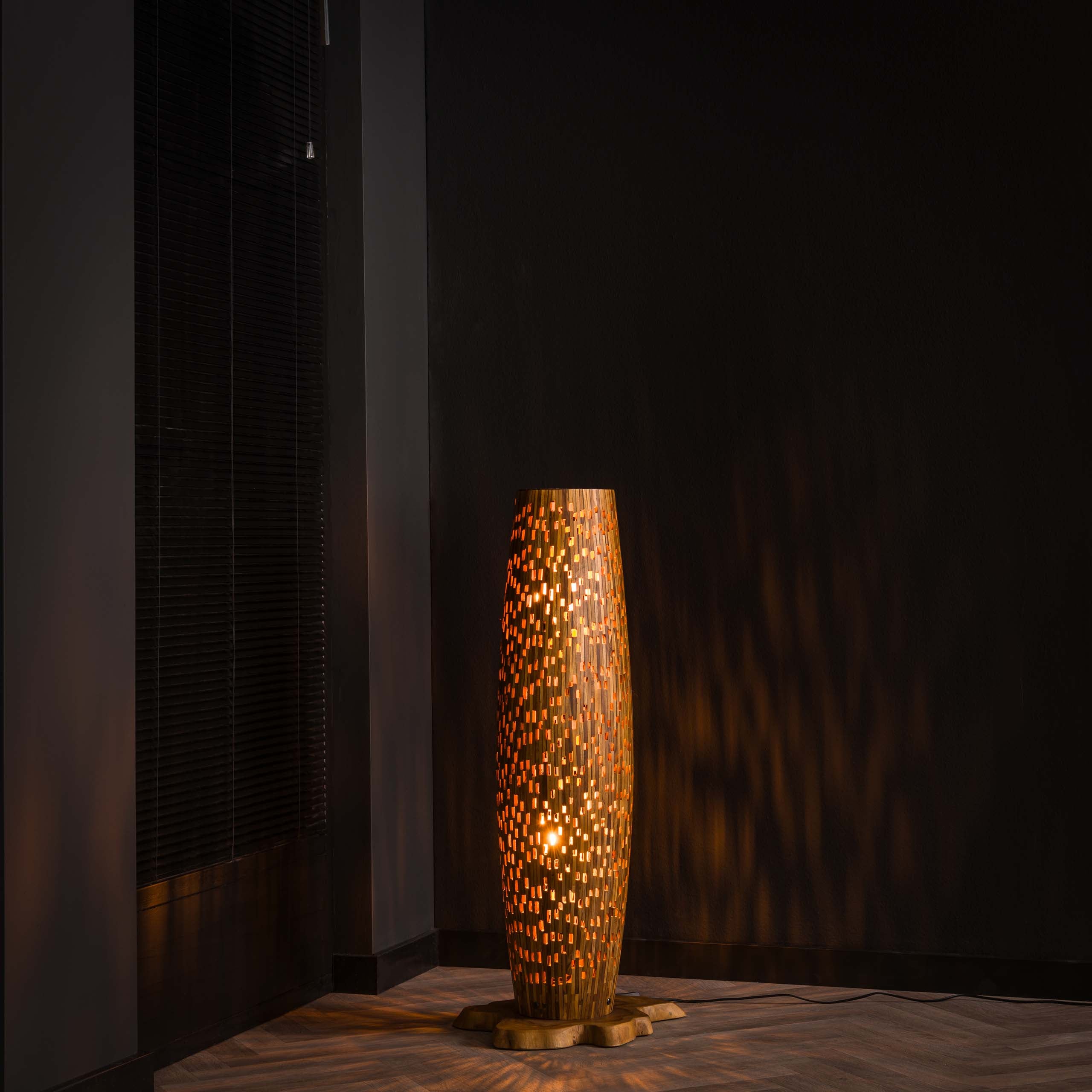 Vloerlamp Bars S | 2-lichts | Gerecycled teak