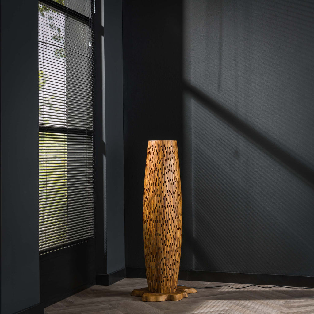 Vloerlamp Bars S | 2-lichts | Gerecycled teak