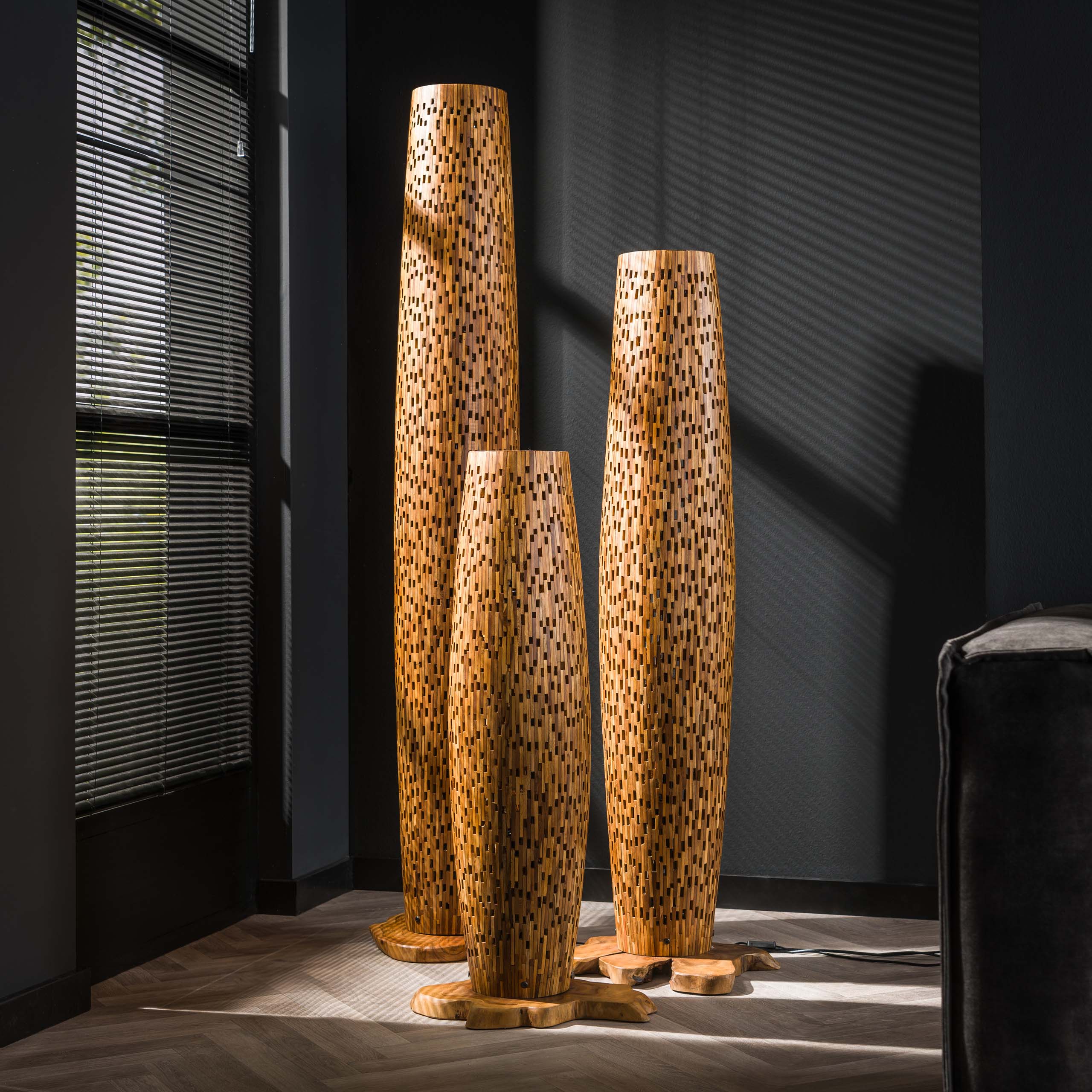 Vloerlamp Bars S | 2-lichts | Gerecycled teak