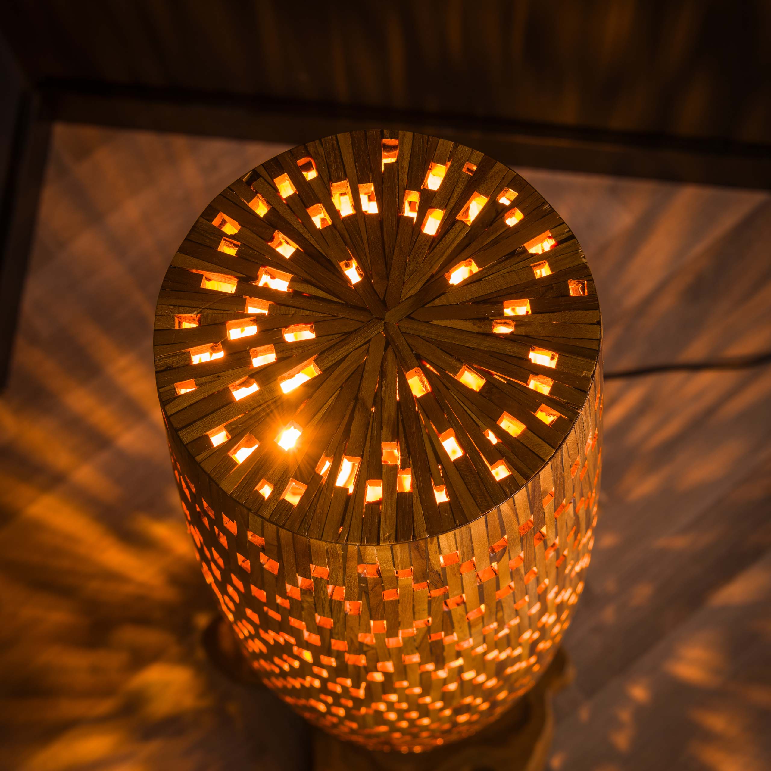 Vloerlamp Bars M | 3-lichts | Massief teak