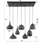 Hanglamp Punch | 7-Lichts | Zwart bruin