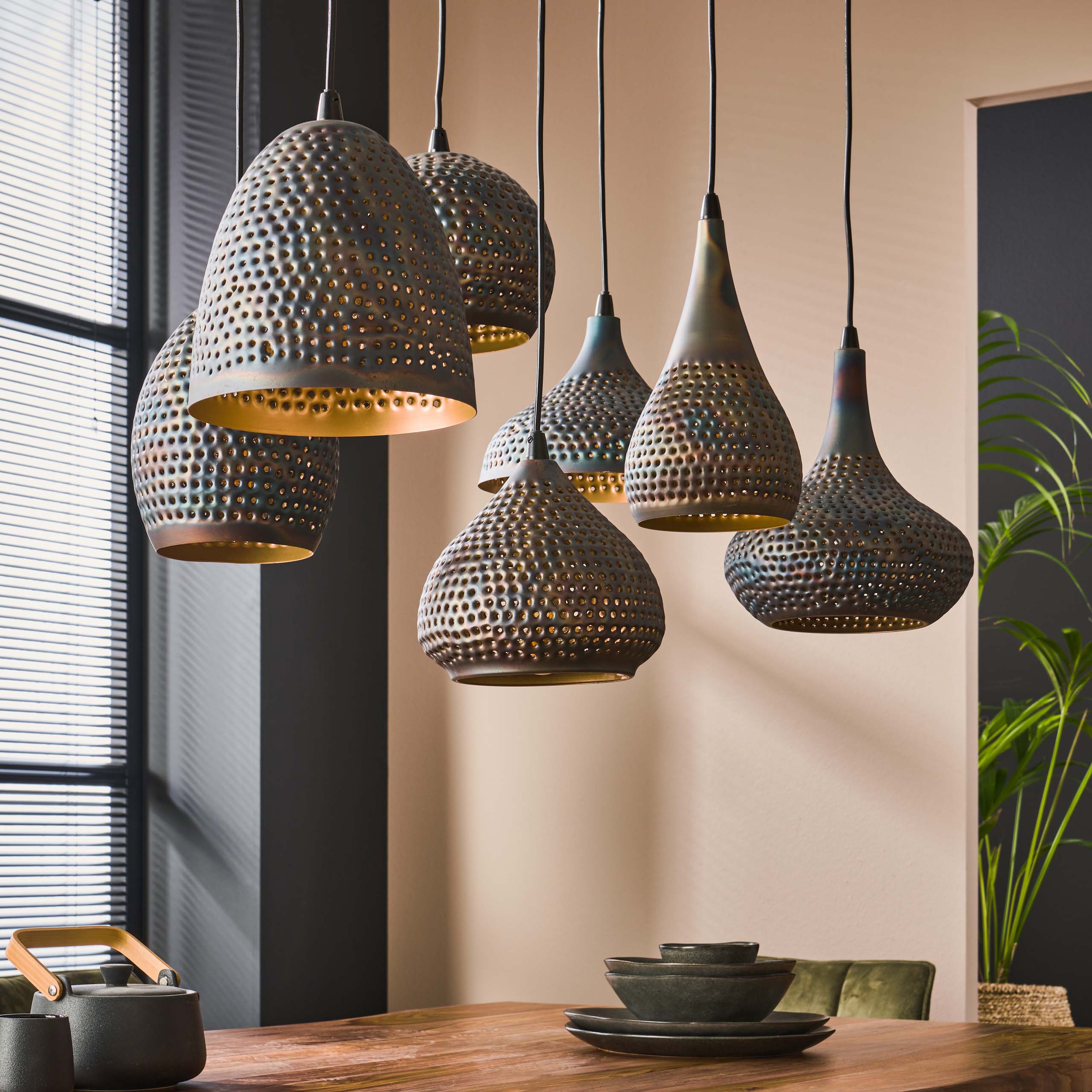 Hanglamp Punch | 7-Lichts | Zwart bruin
