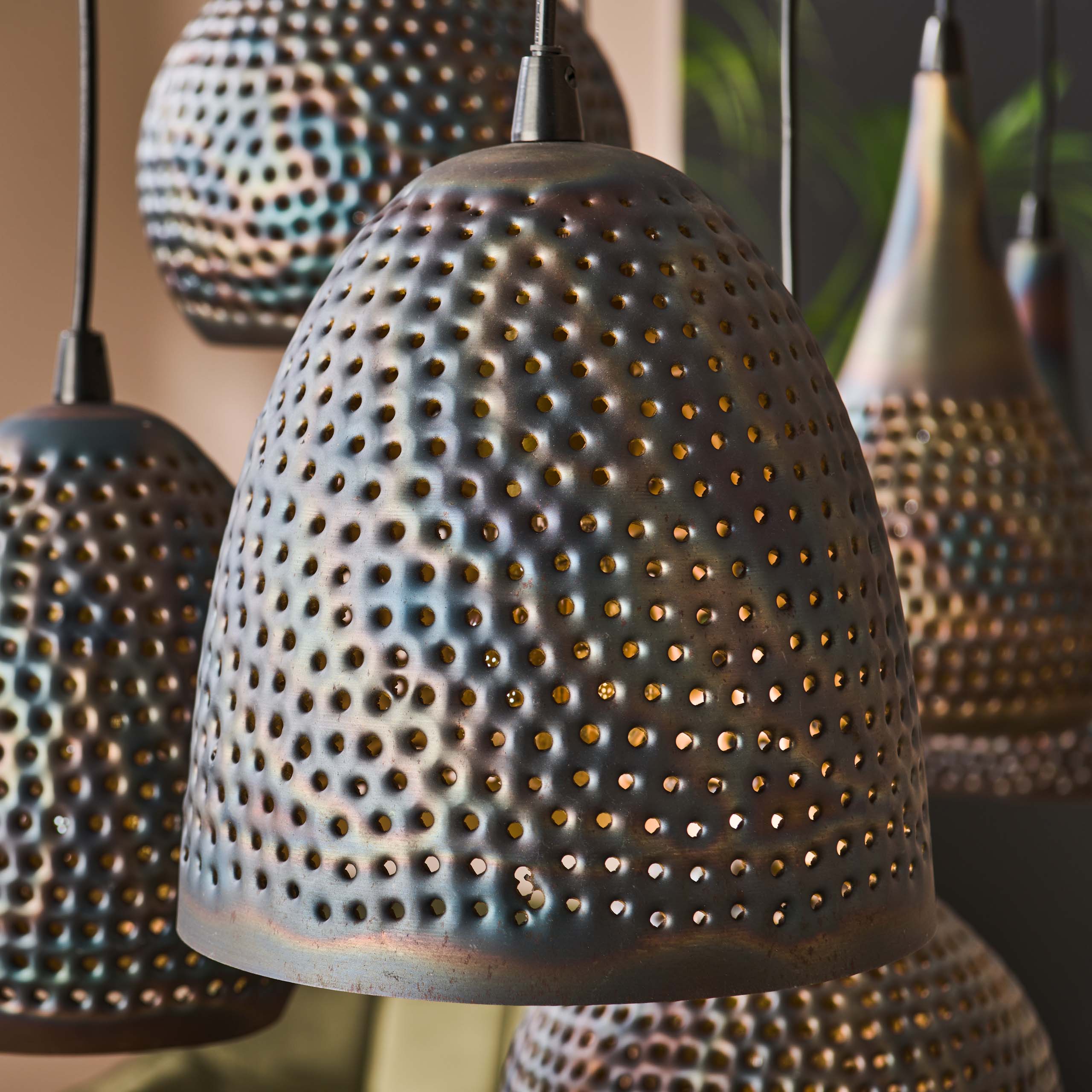 Hanglamp Punch | 7-Lichts | Zwart bruin