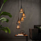 Hanglamp Punch | 5-Lichts | Getrapt Zwart-Bruin