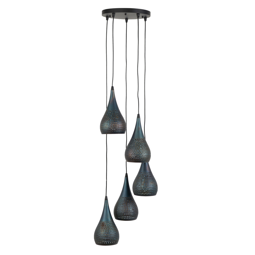 Hanglamp Punch | 5-Lichts | Getrapt Zwart-Bruin