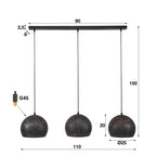 Hanglamp Punch Orb | 3-Lichts | Zwart-Bruin