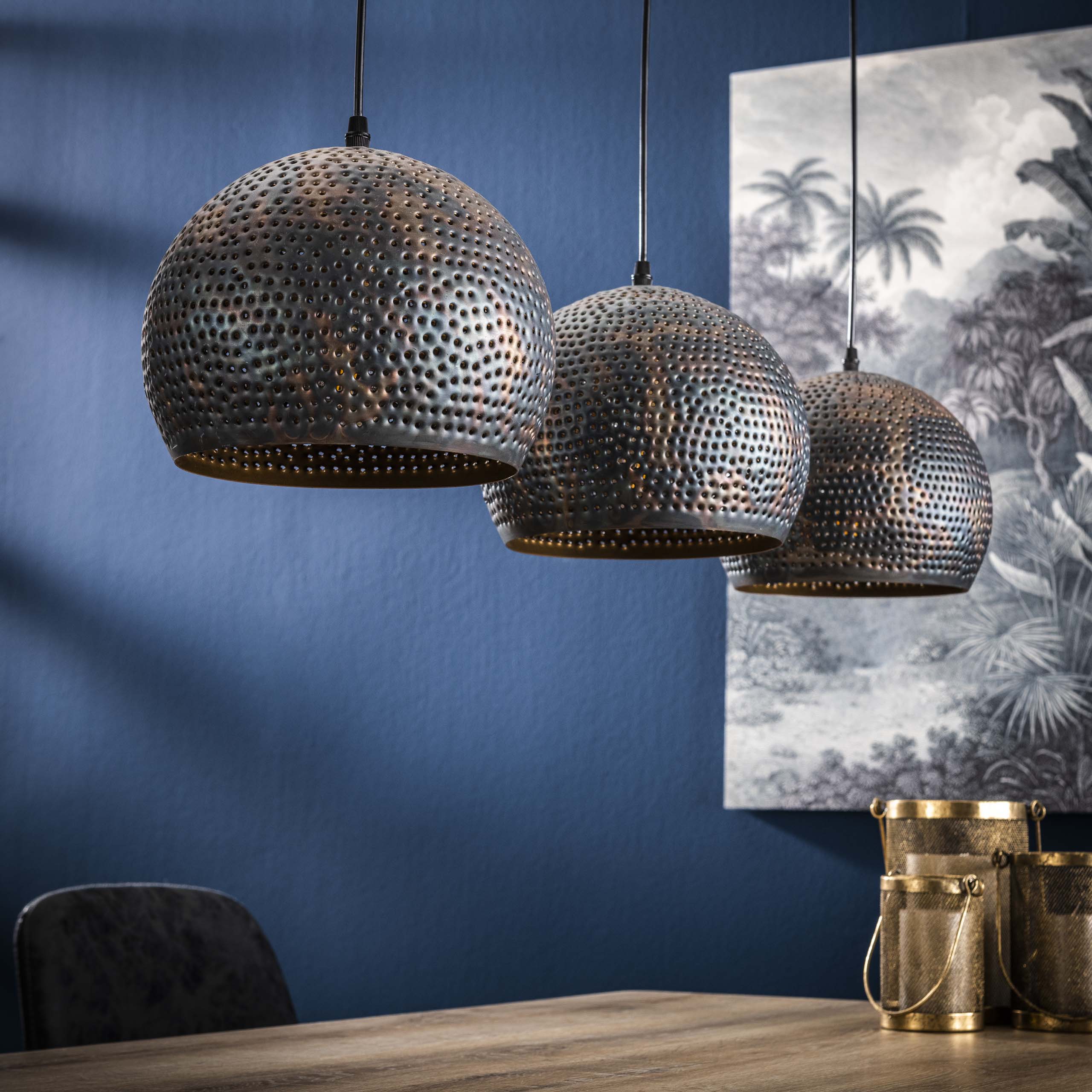 Hanglamp Punch Orb | 3-Lichts | Zwart-Bruin