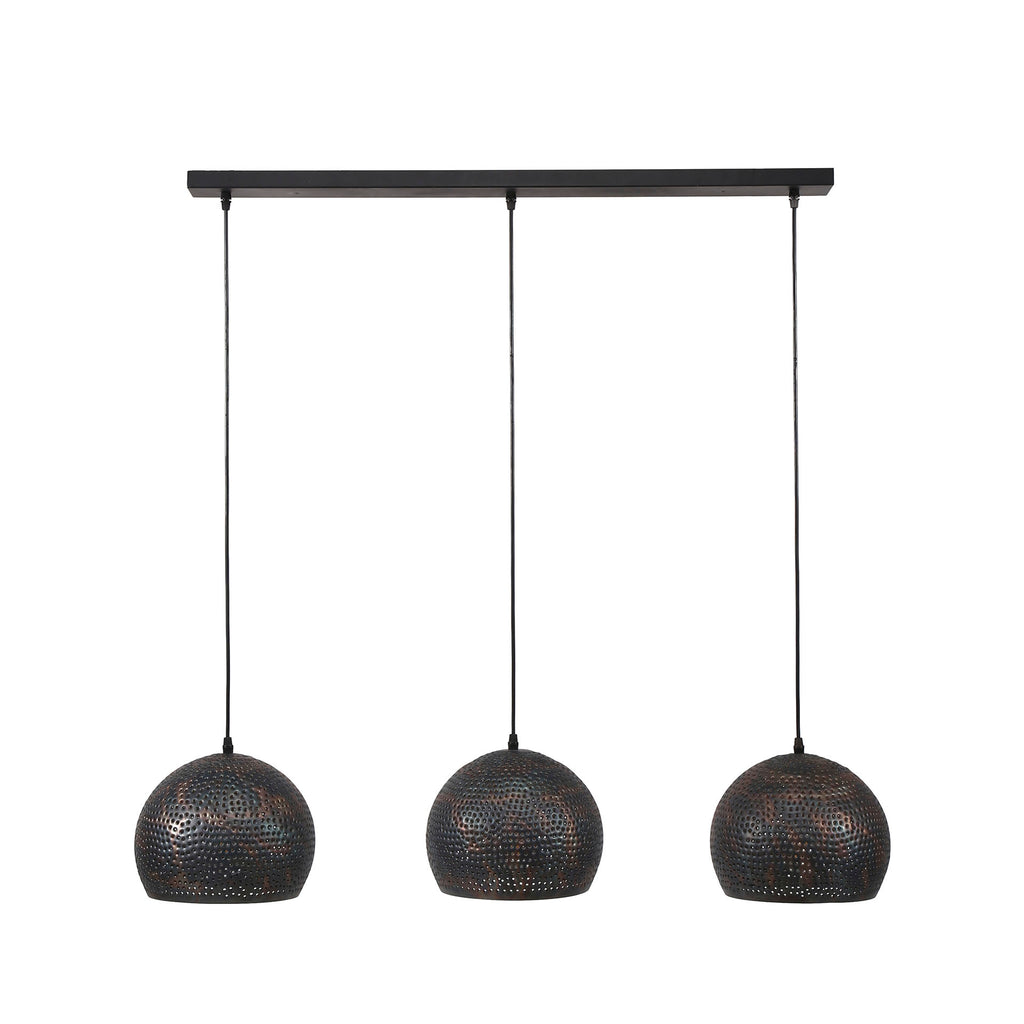 Hanglamp Punch Orb | 3-Lichts | Zwart-Bruin