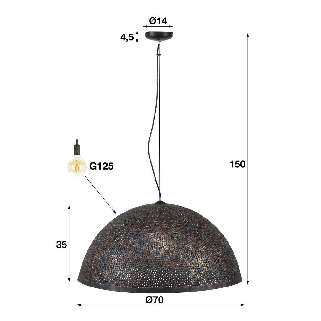 Hanglamp Punch | 1-Lichts | Ø70cm | Zwart-Bruin