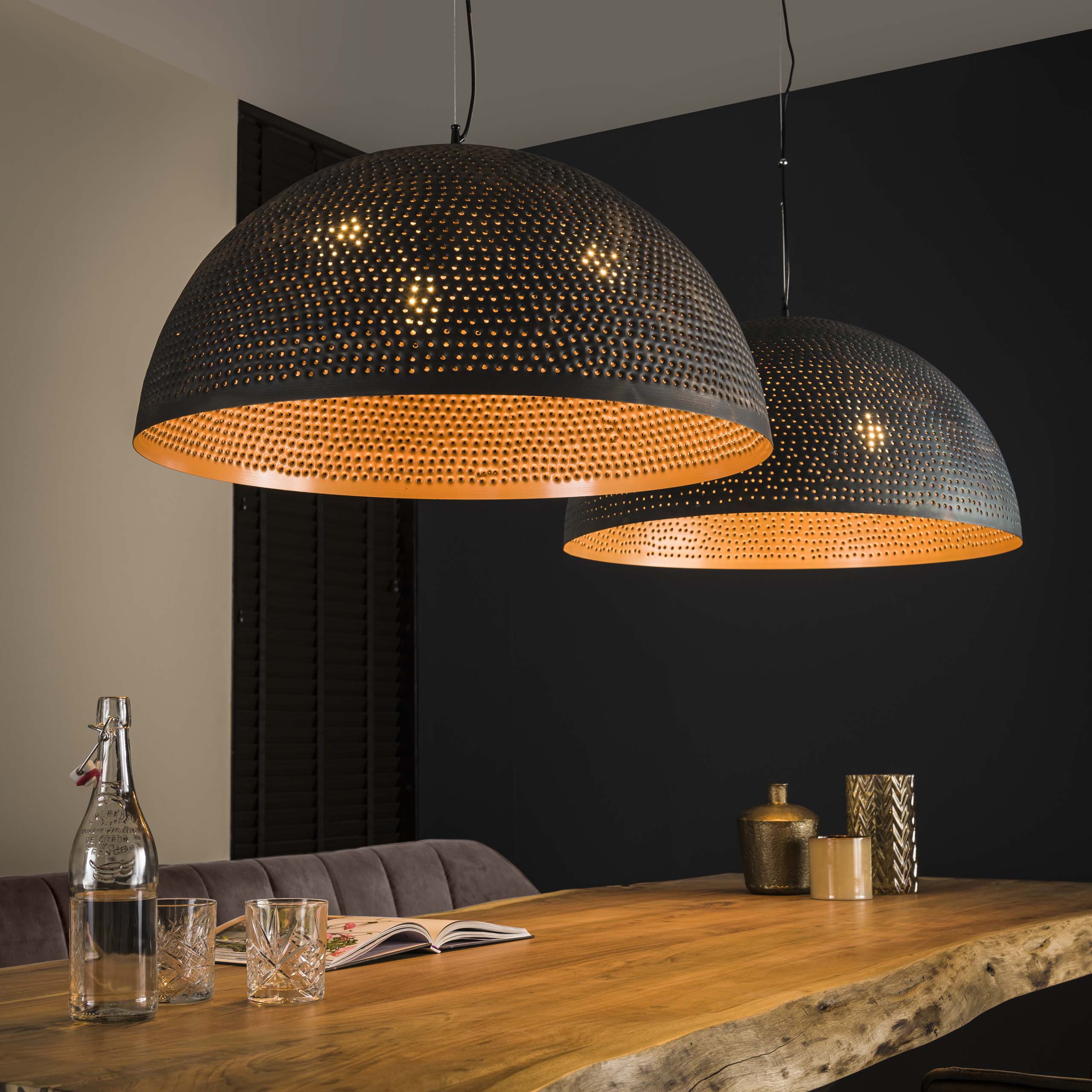Hanglamp Punch | 1-Lichts | Ø70cm | Zwart-Bruin