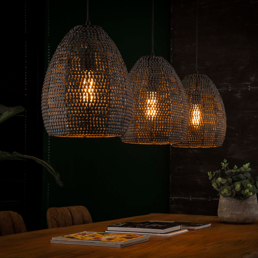 Hanglamp Armor Oval | 3-Lichts | Zwart bruin