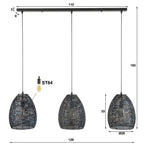 Hanglamp Armor Oval | 3-Lichts | Zwart bruin