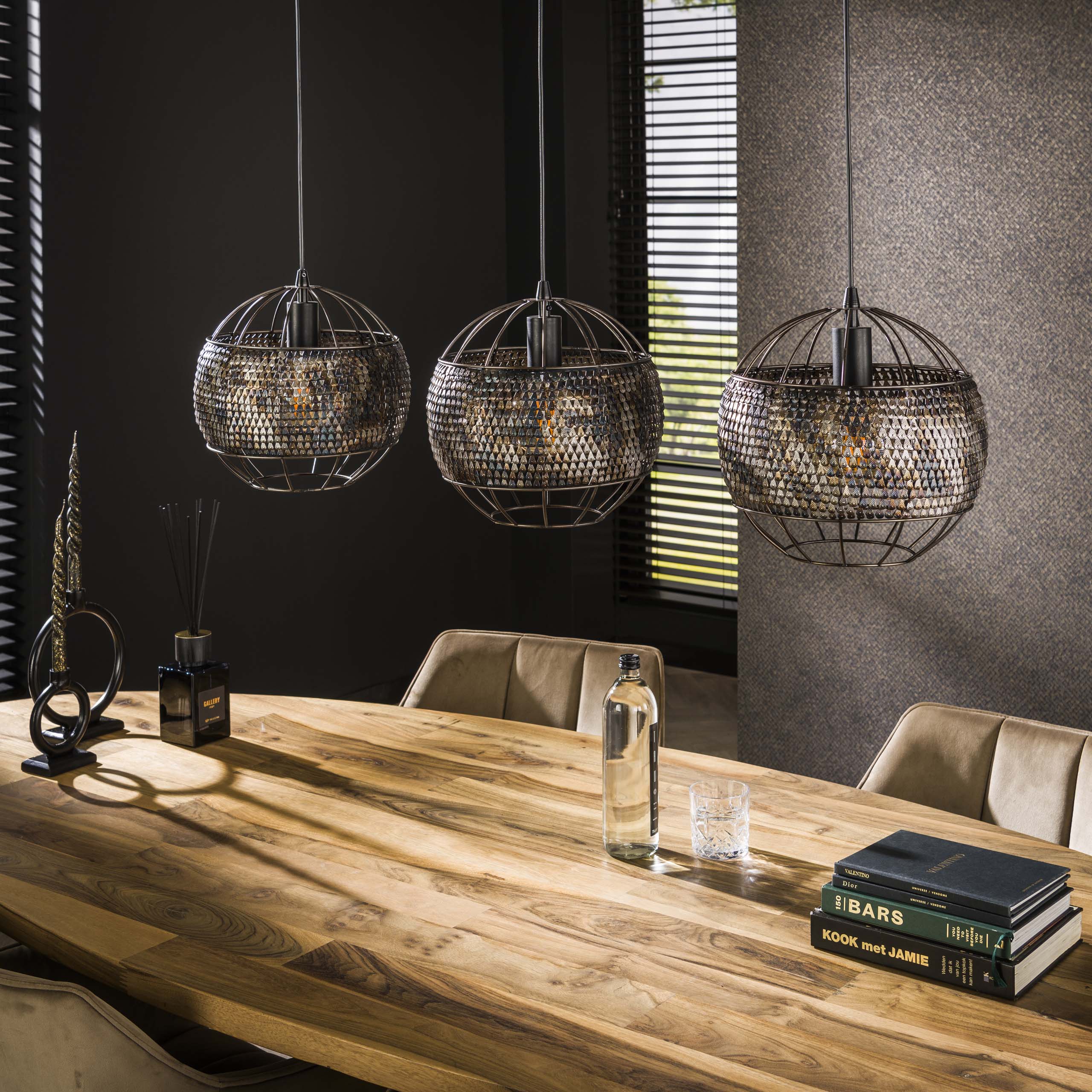 Hanglamp Armor Open | 3-Lichts | Zwart bruin