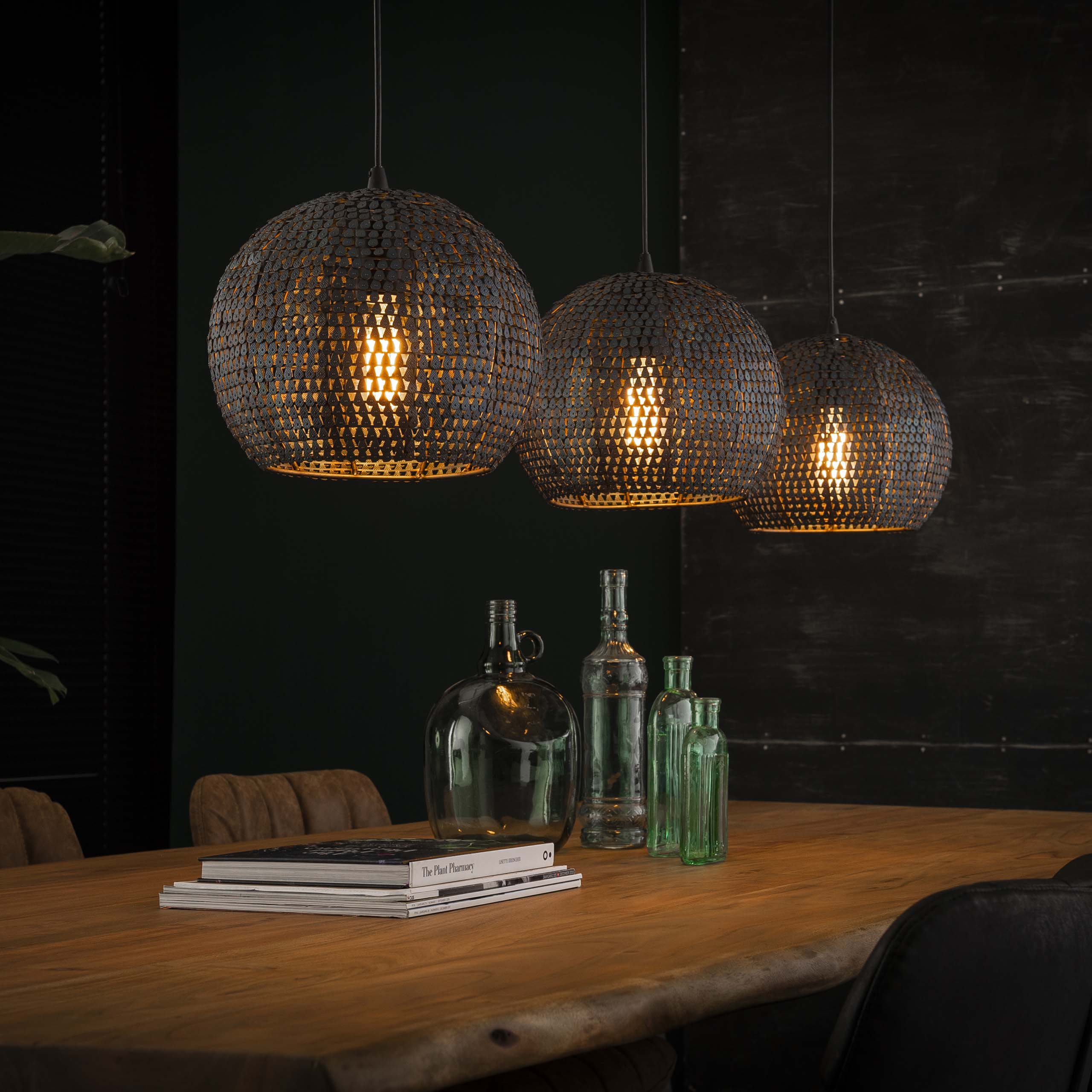 Hanglamp Armor Orb | 3-Lichts | Zwart bruin