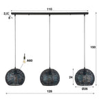 Hanglamp Armor Orb | 3-Lichts | Zwart bruin
