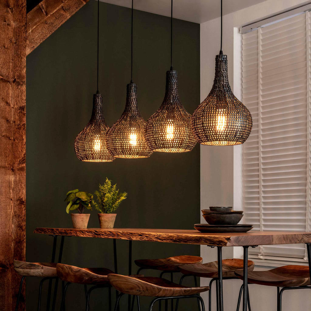 Hanglamp Armor Cone | 4-Lichts | Zwart-Bruin
