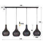 Hanglamp Armor Cone | 4-Lichts | Zwart-Bruin