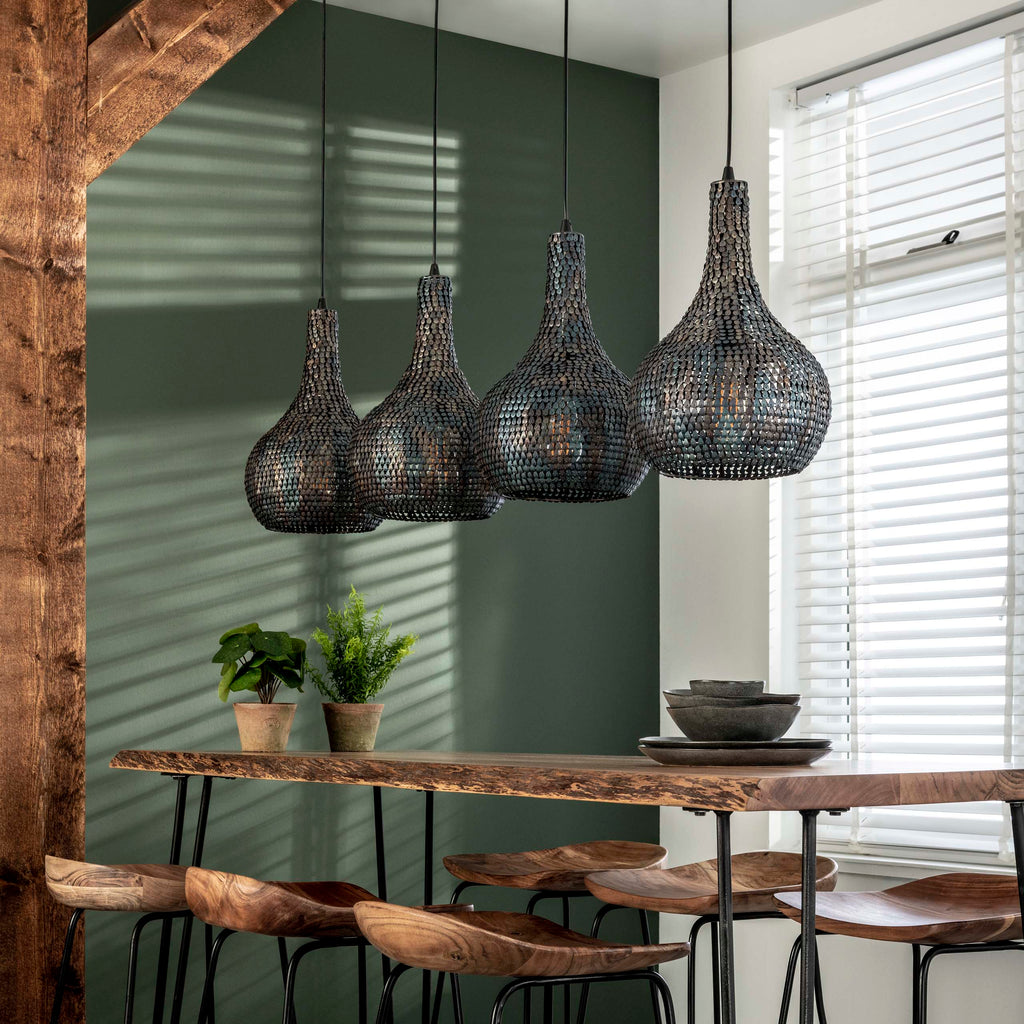 Hanglamp Armor Cone | 4-Lichts | Zwart-Bruin