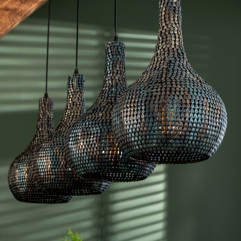 Hanglamp Armor Cone | 4-Lichts | Zwart-Bruin