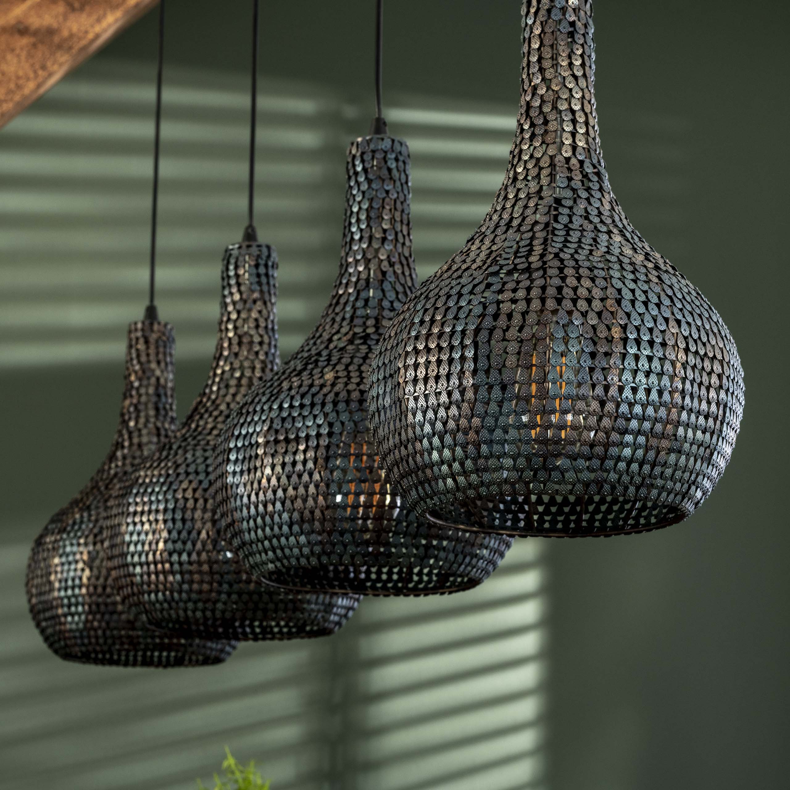 Hanglamp Armor Cone | 4-Lichts | Zwart-Bruin