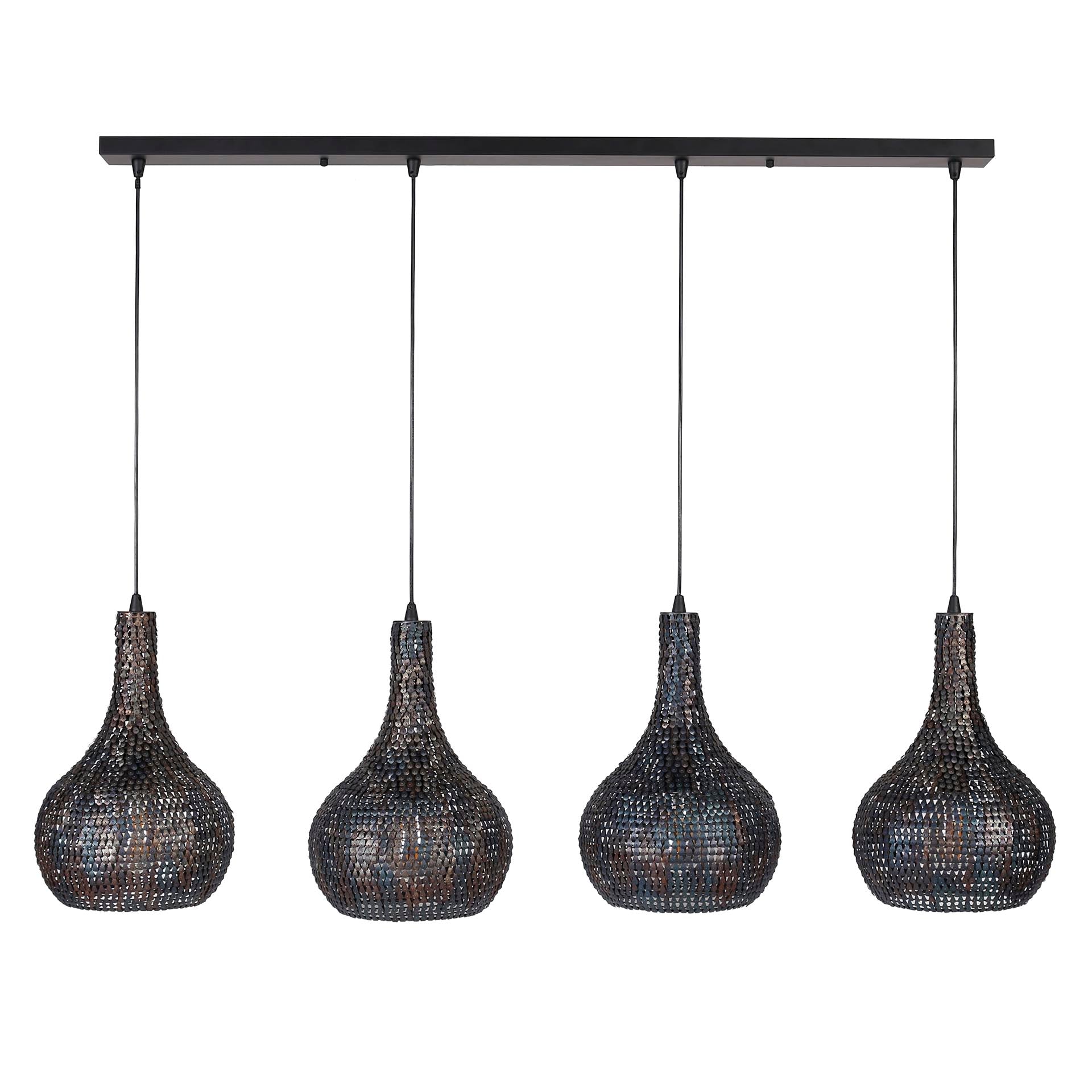 Hanglamp Armor Cone | 4-Lichts | Zwart-Bruin