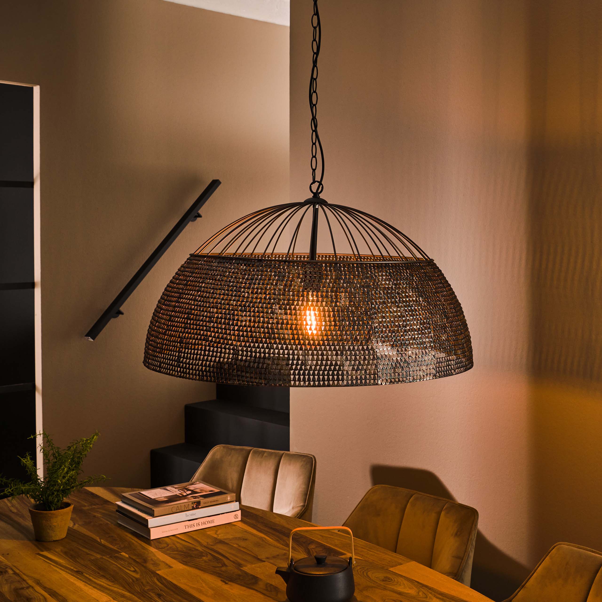 Hanglamp Armor | 1-Lichts Ø80cm | Zwart-Bruin