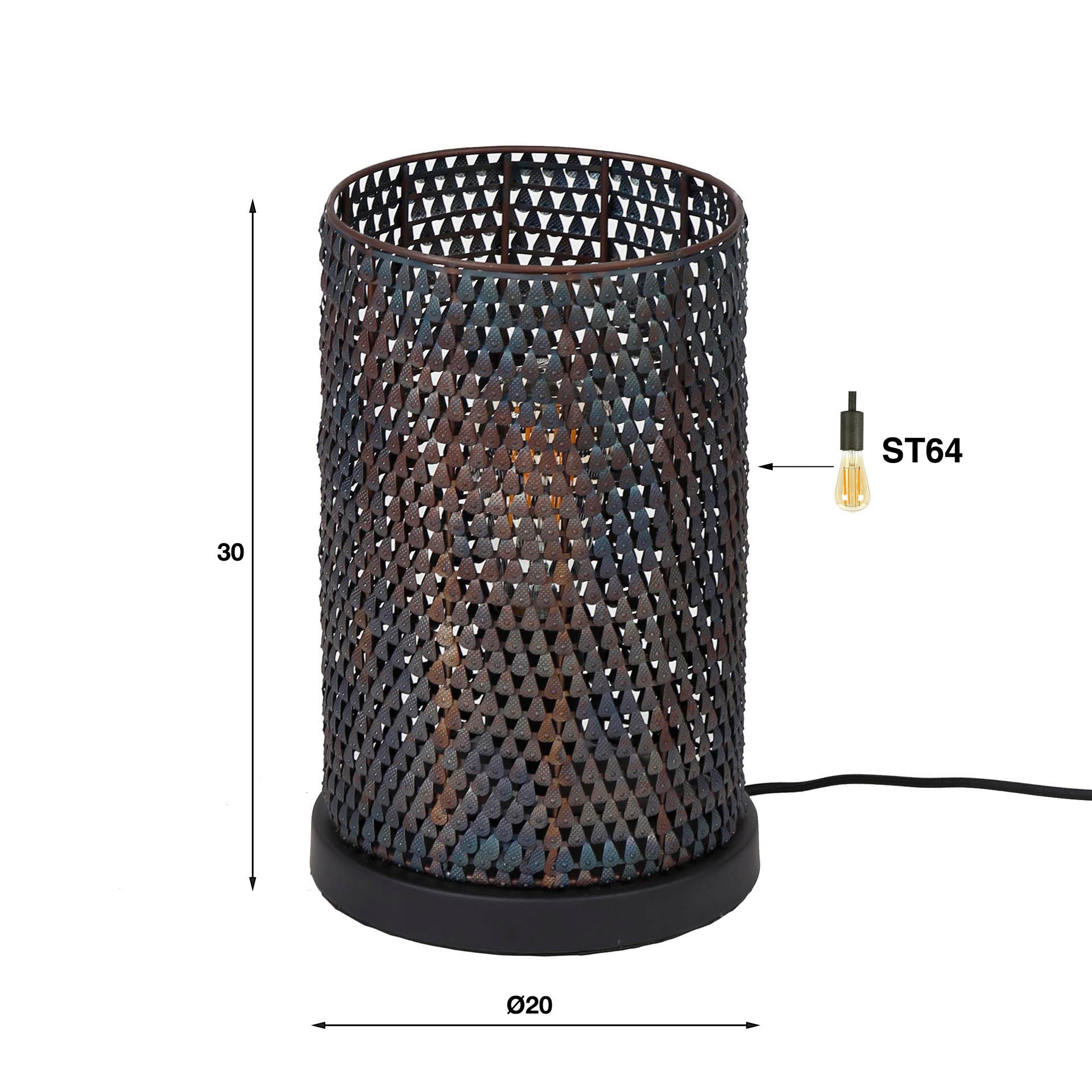 Tafellamp Armor Tube | 1-lichts | Zwart bruin