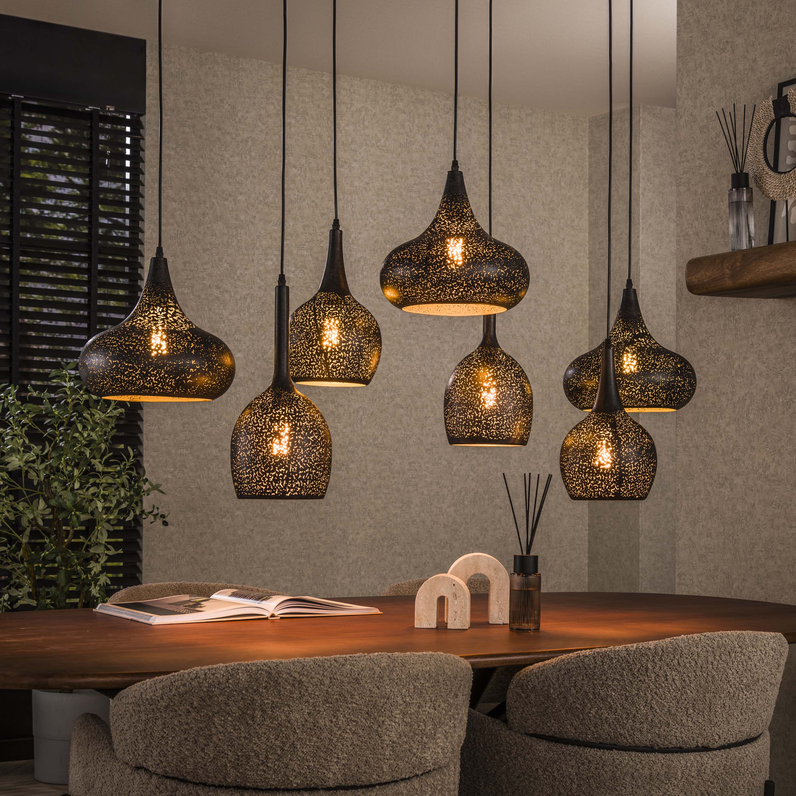 Hanglamp Zip | 7-Lichts | Artic zwart