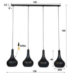 Hanglamp Punch Cone | 4-Lichts | Zwart bruin