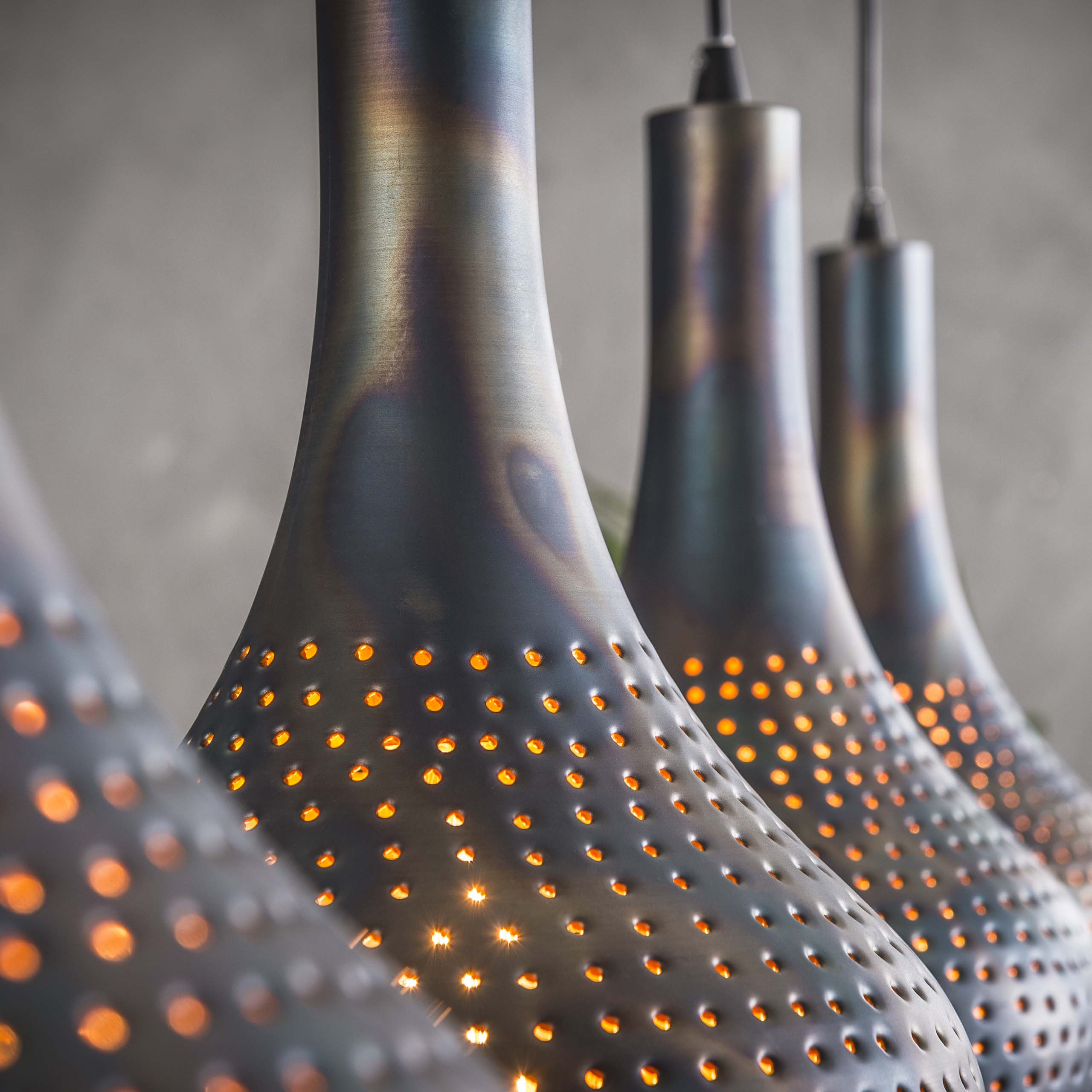 Hanglamp Punch Cone | 4-Lichts | Zwart bruin