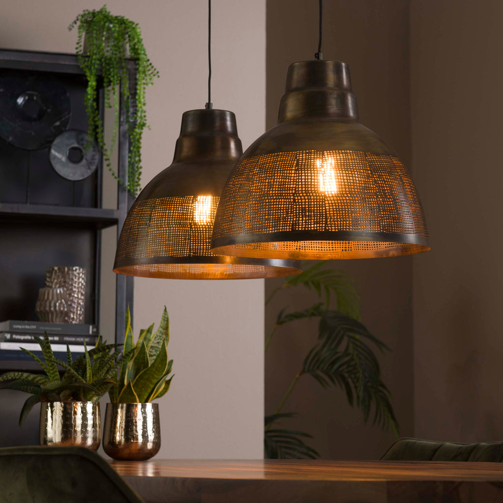 Hanglamp Screen | 2-Lichts | Antiek brons