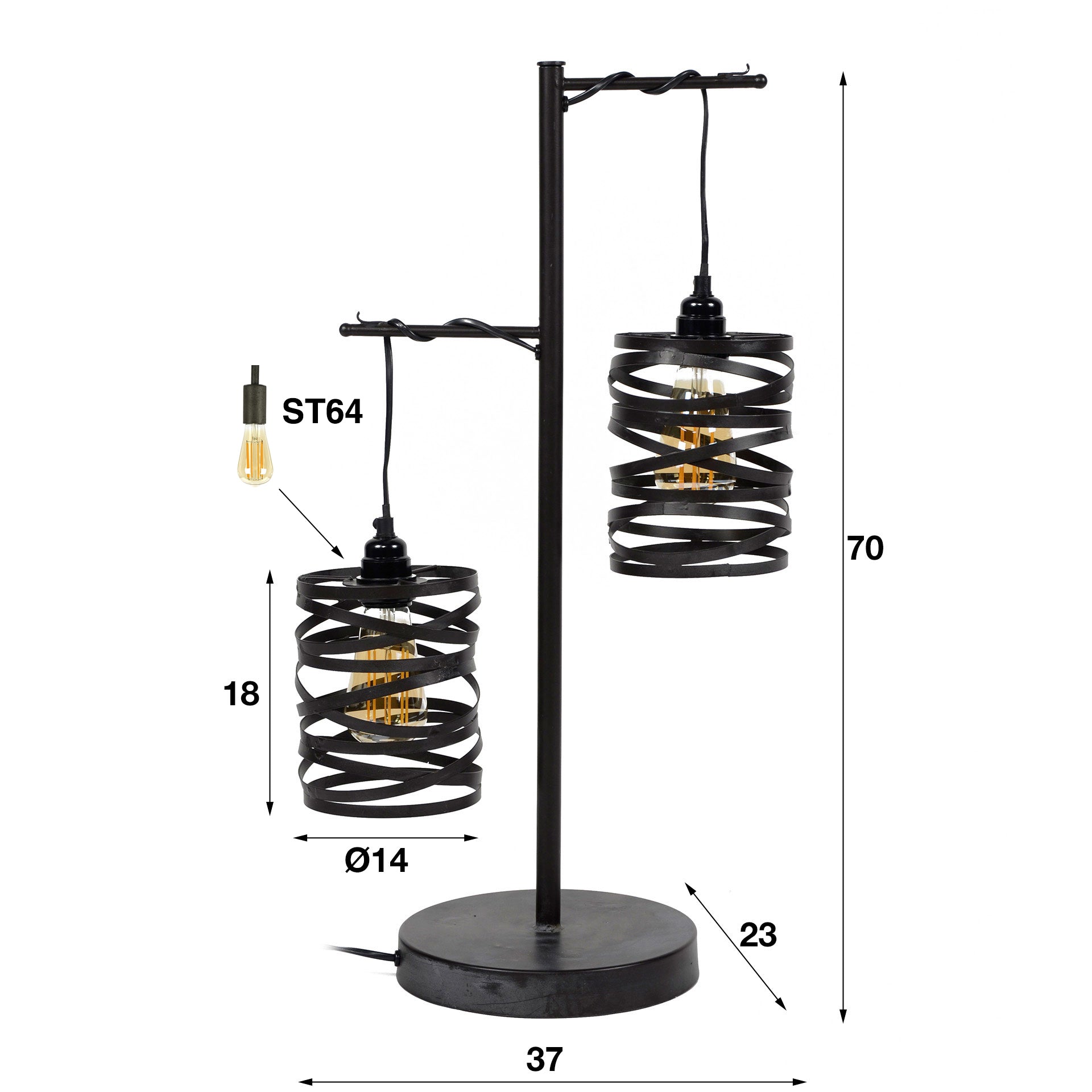 Tafellamp Spindle | 2-Lichts | Slate Grey