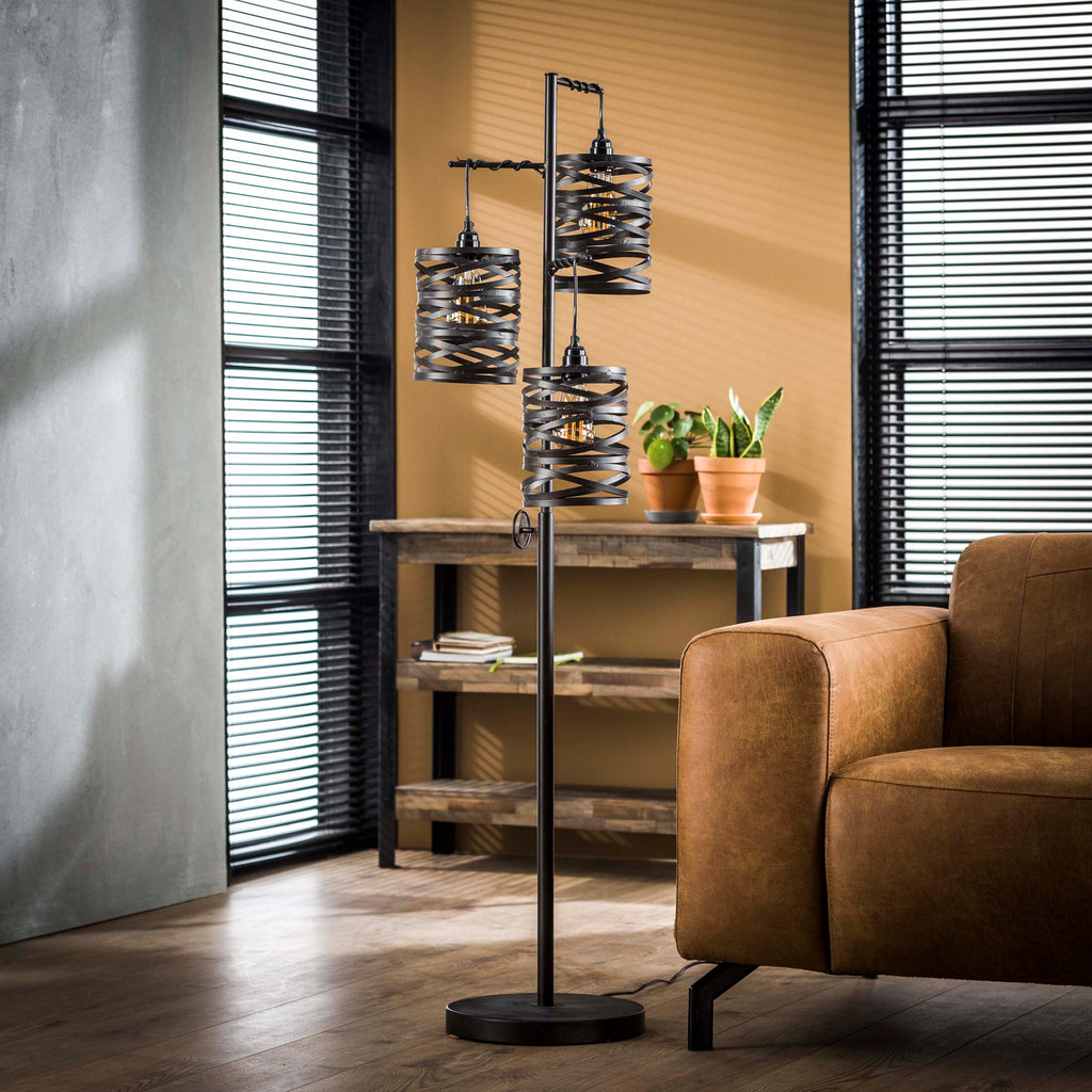 Vloerlamp Spindle | 3-Lichts | Slate grey