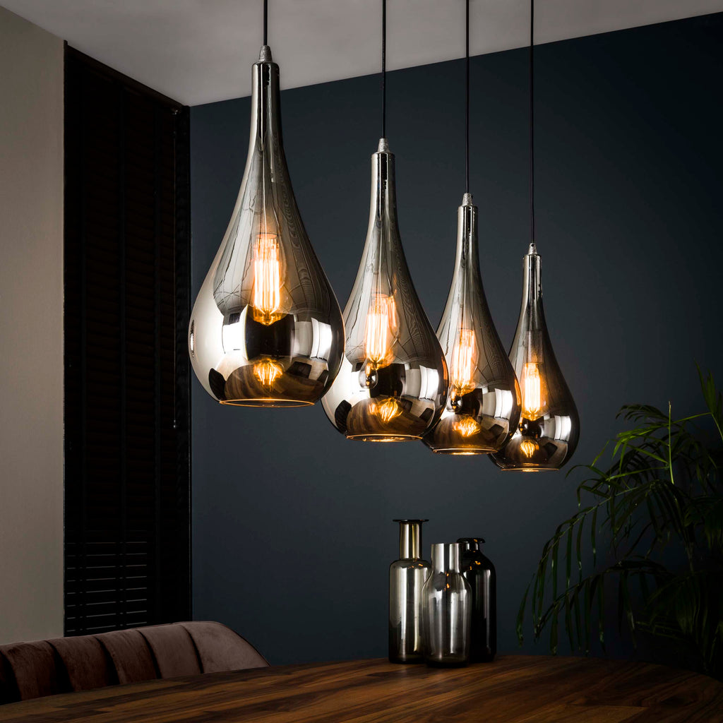 Hanglamp Silver Drop | 4-Lichts | Chroom Glas