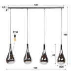 Hanglamp Silver Drop | 4-Lichts | Chroom Glas