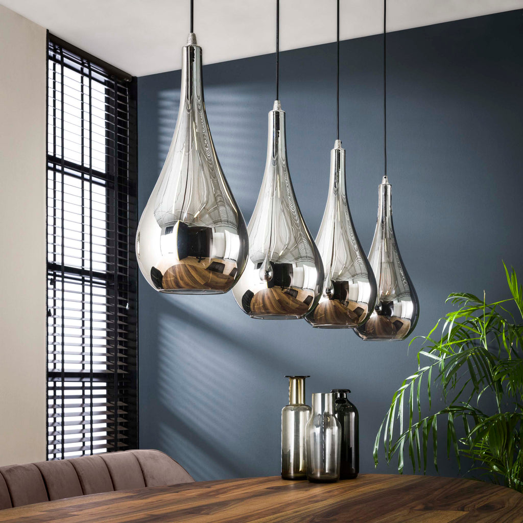 Hanglamp Silver Drop | 4-Lichts | Chroom Glas